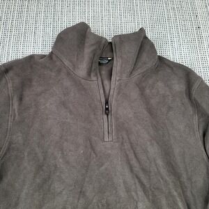 Massimo Dutti Sweater Mens Large Brown Quarter Zip Mock Neck Knit Pullover‎